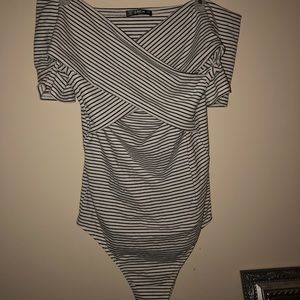 Off the Shoulder Cross Strapped Bodysuit